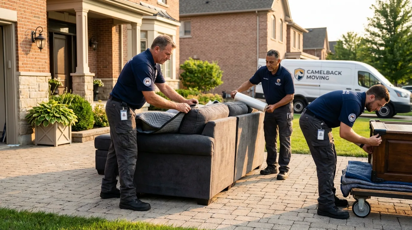 Large estate moving crew wrapping furniture in Newton, TX
